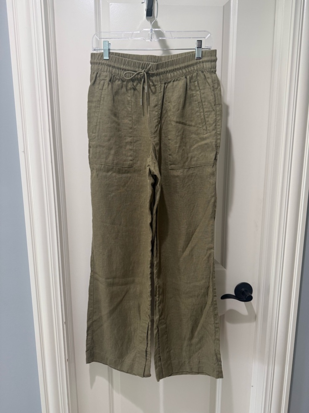 Athleta Drawstring Linen Wide-Leg Pants Olive Branch